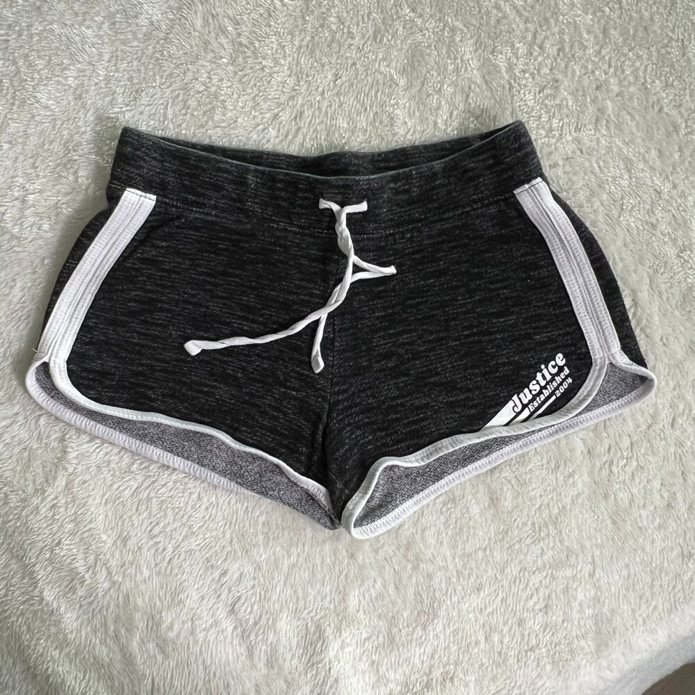 4/$12 💥♻ Justice Active Heather Black Youth Drawstrings Shorts | Size 8 | 3965